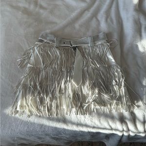 These Three white tassel skirt